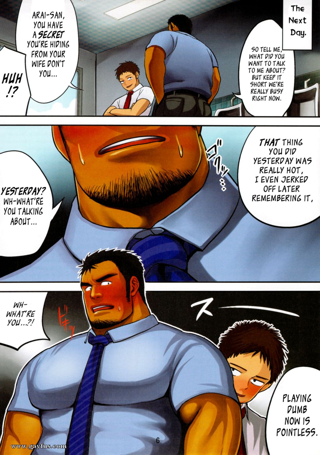 The boss reaching for the intern again